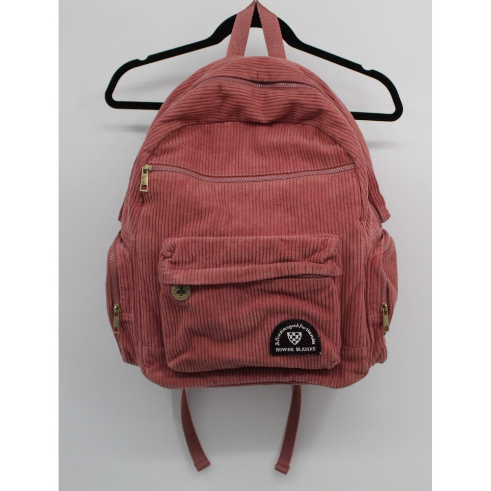 Rowing Blazers Pink Corduroy Backpack Multi Pocket Preppy School Bag ~FLAW~